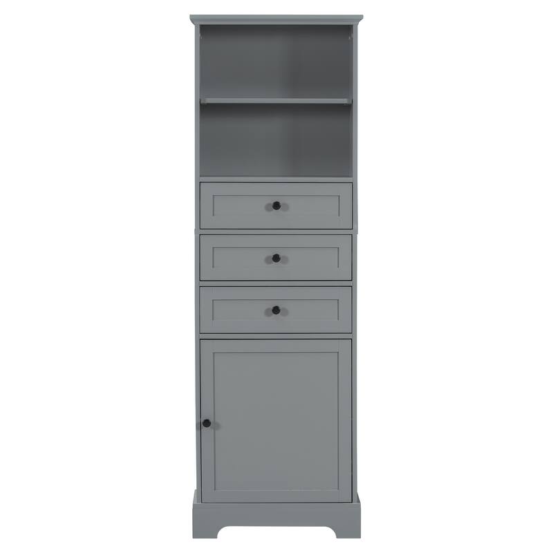 GDFStudio - Kael 67" Tall Storage Cabinet with Drawers & Adjustable Shelves, Modern MDF Organizer