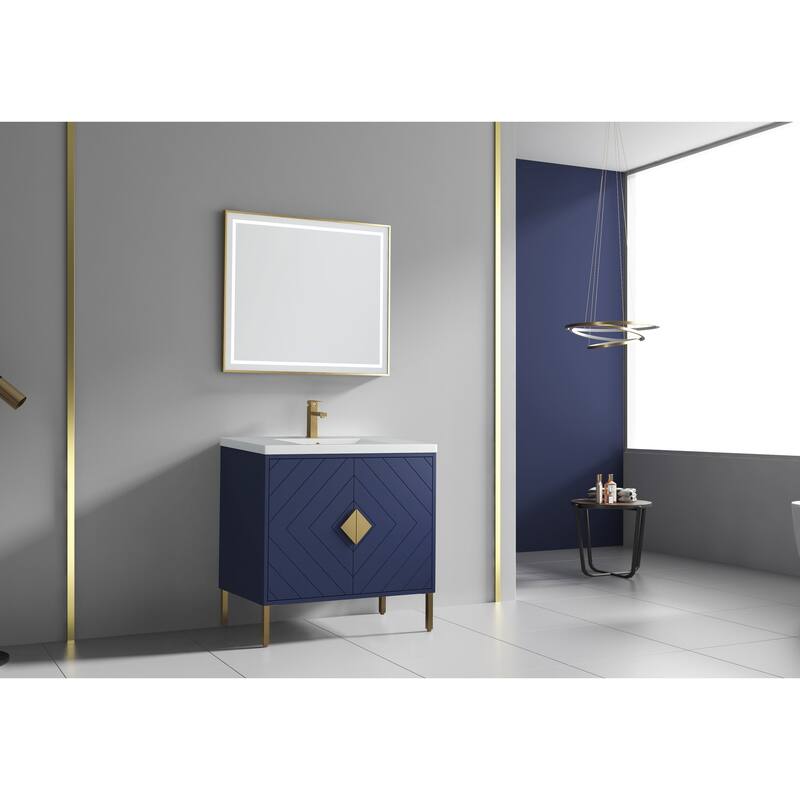 36" Tennant Brand Modern Style Navy Blue Eileen Bathroom Sink Vanity