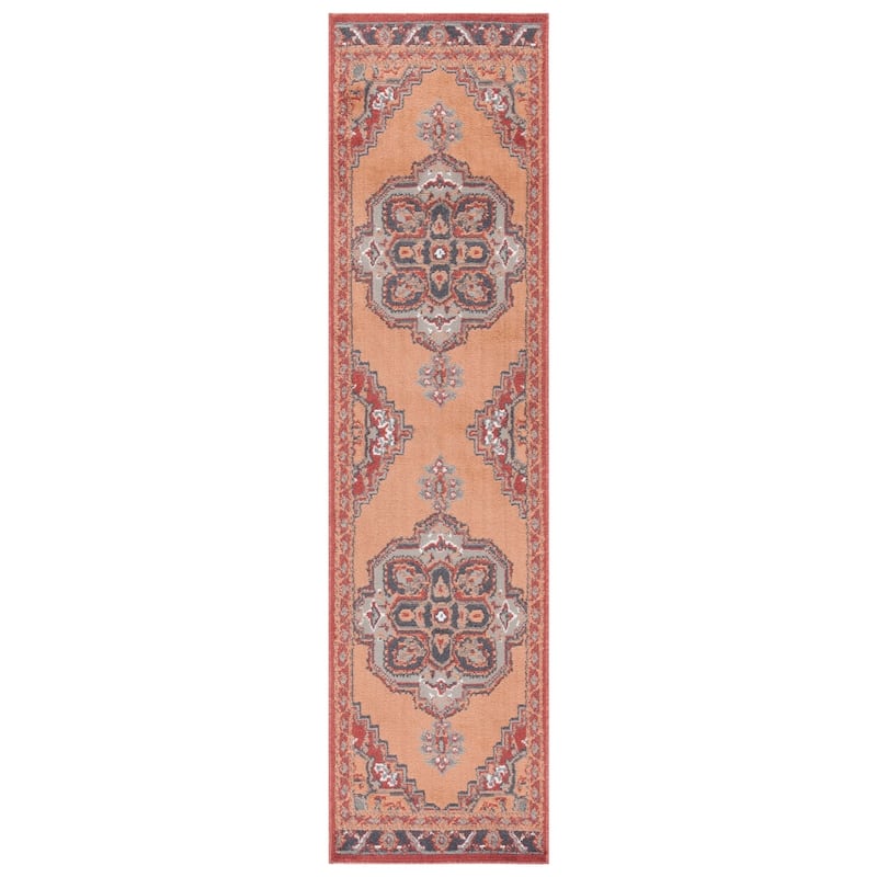 SAFAVIEH Pyramid Peroline Traditional Oriental Rug - 2'2" x 8' Runner - Rust/Ivory Grey