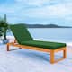 SAFAVIEH Outdoor Solano Sun Lounger with Cushion - 24.8" W x 80.9" L x 37.4" H - Natural Wood/Green Cushion
