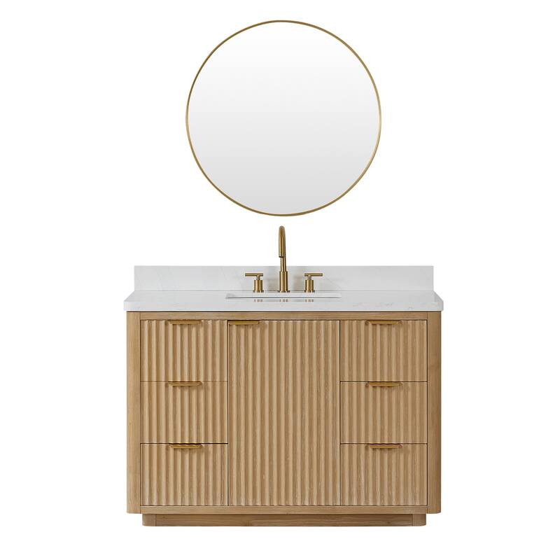 Miseno MV-CADI48-LWT Cadiz 48" Free Standing Single Basin Vanity Set - Washed Ash Grey - Ash Finish