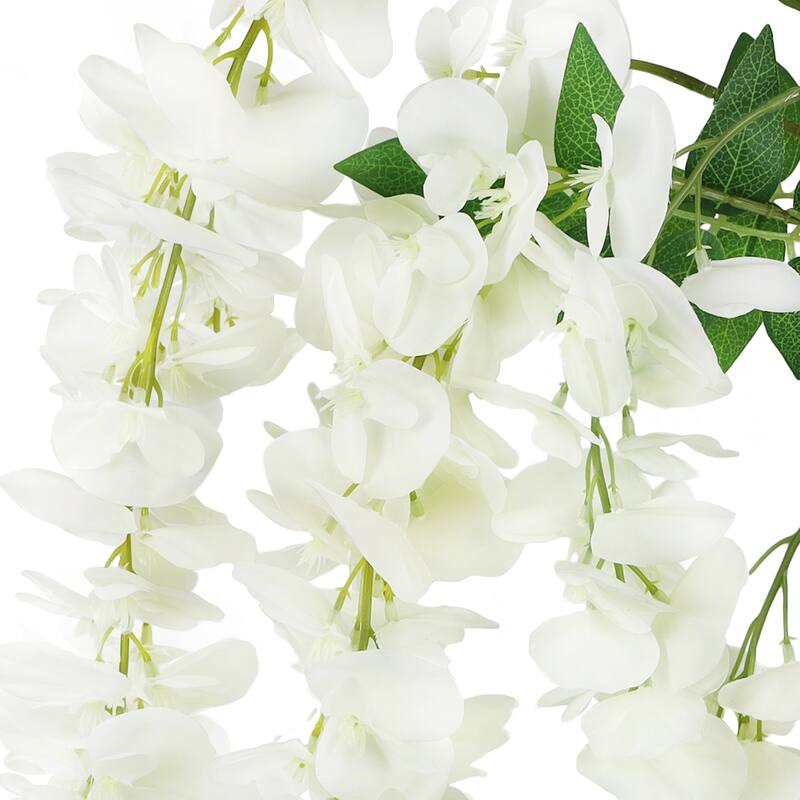Set of 3 Cream White Artificial Japanese Wisteria Flower Stem Hanging Spray Bush 44in - 44" L x 10" W x 3" DP