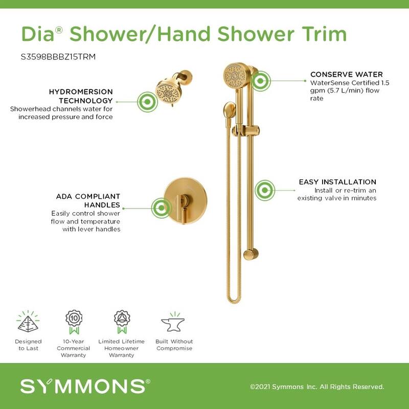 Symmons S3598B15TRM Dia HydroMersion Pressure Balanced Shower System