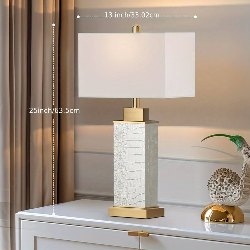 Touch Control Table Lamps Set Of 2, Modern White Faux Leather Snakeskin Bedside Lamp With USB C+A Ports
