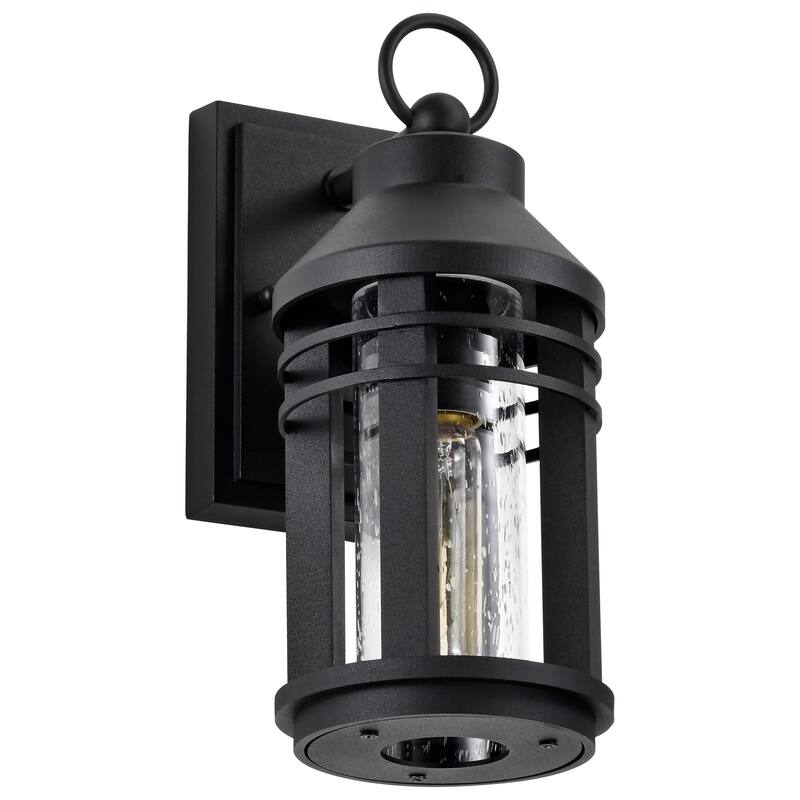 Wilton 1 Light Small Wall Lantern Matte Black with Clear Seeded Glass