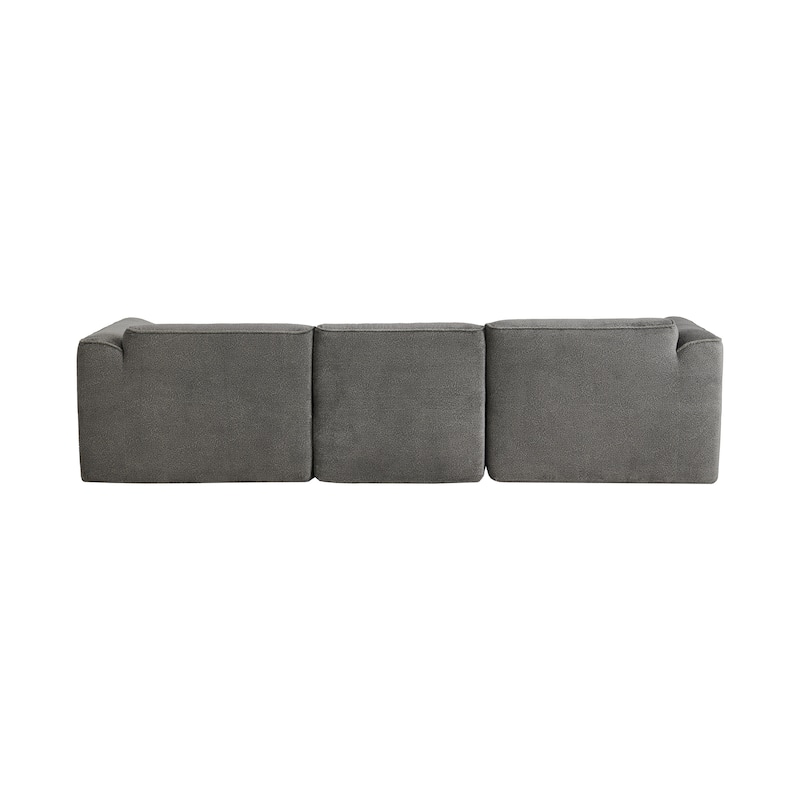 4-Seater Velvet Sectional Couch with Sponge Seat Cushions and Detachable Footstool, Deep Seat Couches with 3 Throw Pillows