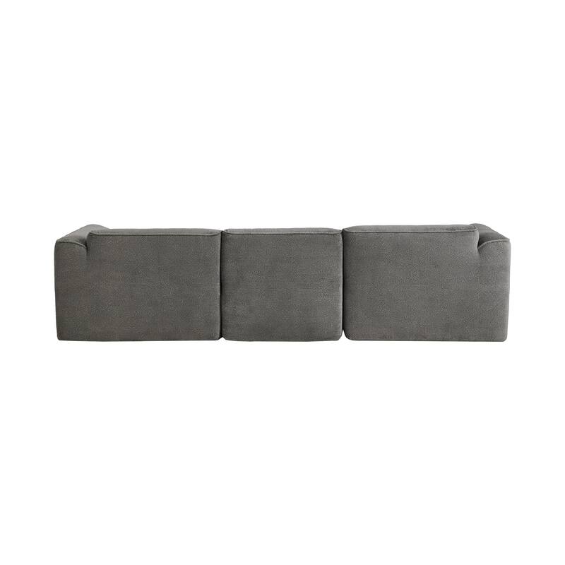 4-seater Luxury Velvet Sofa with Detachable Footstool, Pillows, Gray Polyester, 122x70x27 inches