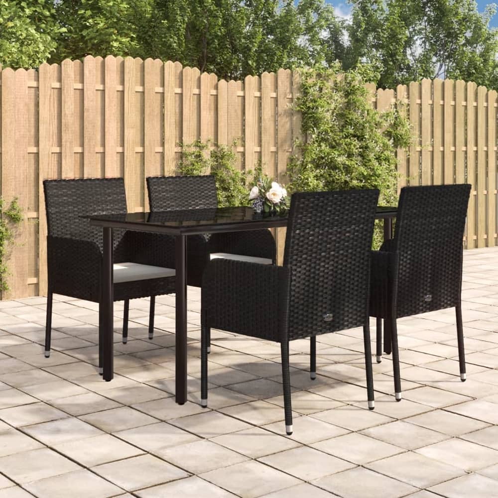 vidaXL 3/5/9/11 Piece Patio Dining Set with Cushions Poly Rattan