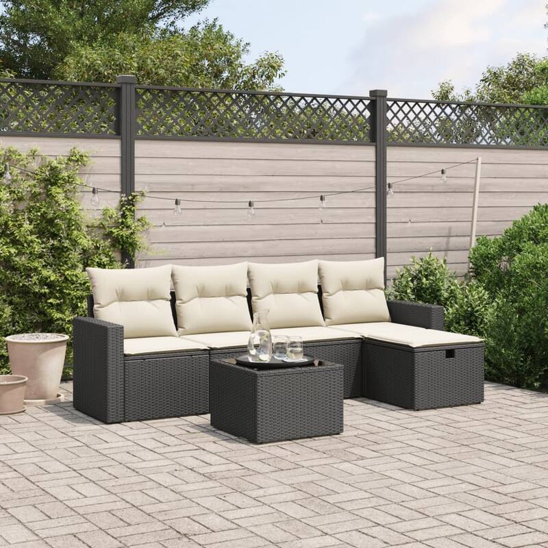 vidaXL Garden Sofa Set - Black and cream Large without storage