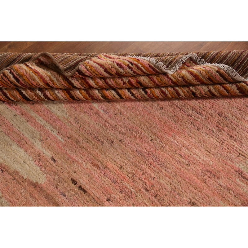 Geometric Orange Moroccan Oriental Rug Handmade Wool Carpet - 8'7" x 9'9"