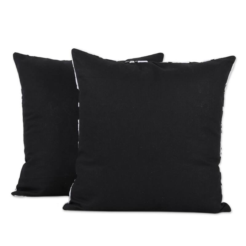 Novica Handmade Midnight Royalty Cotton Cushion Covers (Pair)