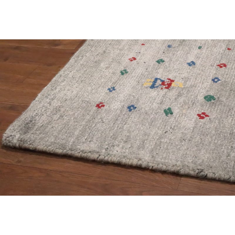 Hand Knotted Oriental Viscose Silk Carpet Tribal Animal Pictorial Greys & Charcoal Gabbeh Area Rug - 11' 9'' X 8' 11''