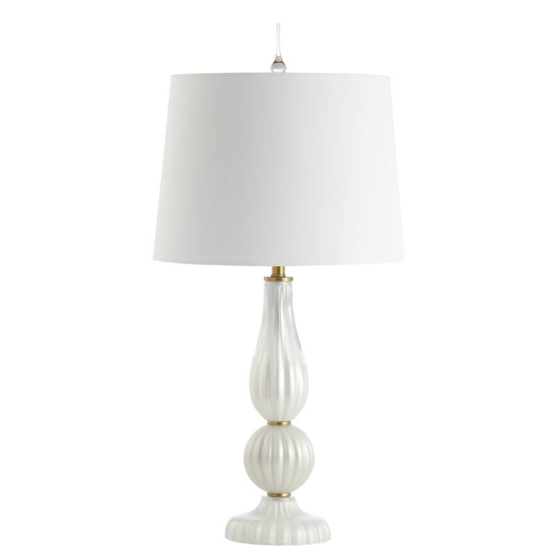 Carter 28" Glass/Metal LED Table Lamp, White Pearl by JONATHAN Y