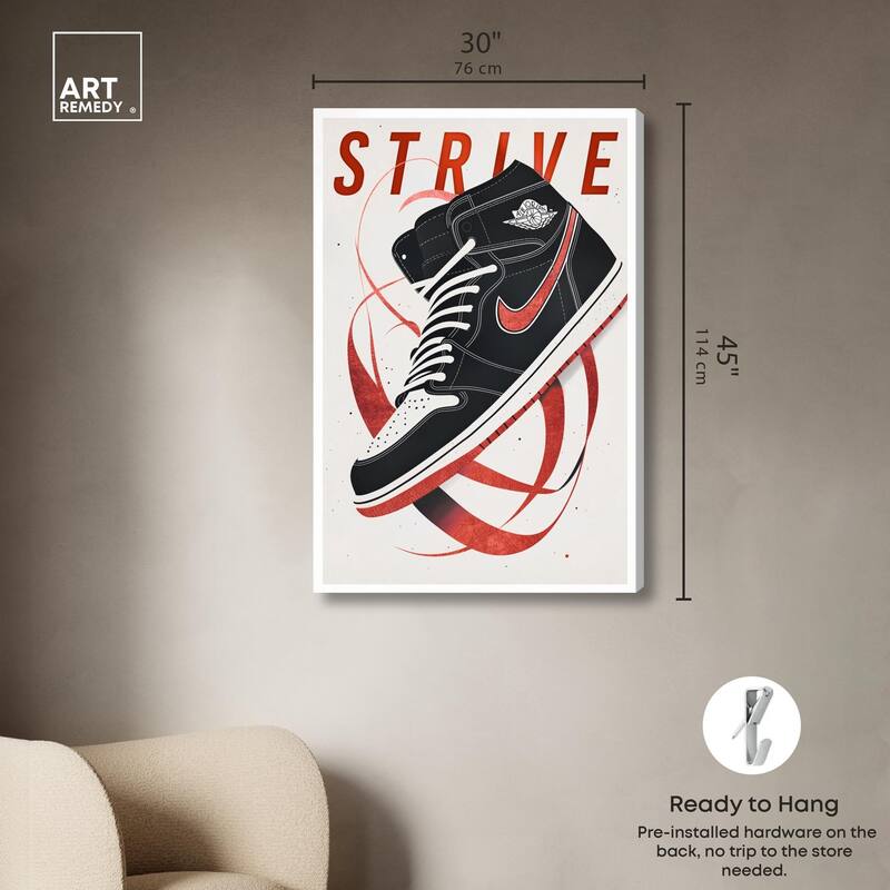 Red Ribbon Sneaker Canvas by Art Remedy, Gallery Wrapped