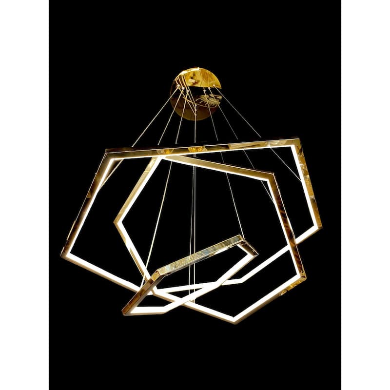 Luxury LED Gold Chandelier 31 in Wide Multi Light Pendant