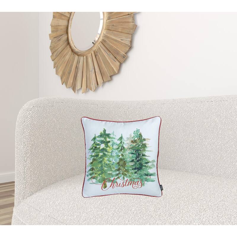 Christmas Tree Forrest Square Printed Decorative Throw Pillow Cover