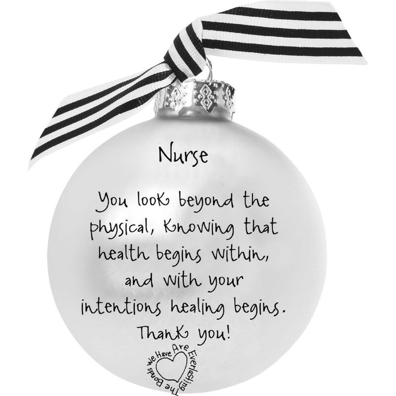 4" Black White Christmas Ball Ornament with A Nurse is a Gift Print