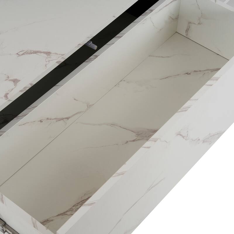Rectangular Sliding Top Coffee Table with 2 Drawers and 2 Hidden Storage for Living Room 47.2"