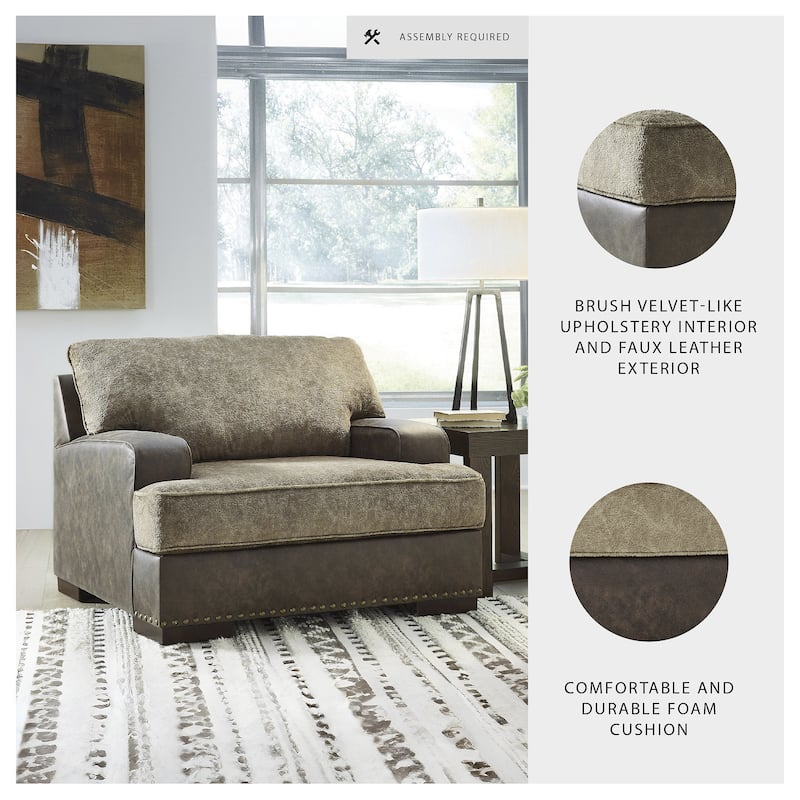 Signature Design by Ashley Alesbury Chocolate Chair and a Half - 49"W x 44"D x 40"H