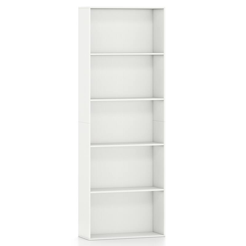 Gymax 2 PCS 5-Tier Bookshelf Open Bookcase Freestanding Display Shelf