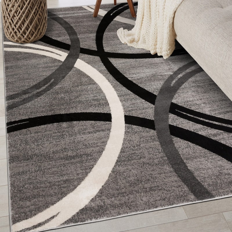 World Rug Gallery Contemporary Abstract Circles Design Area Rug