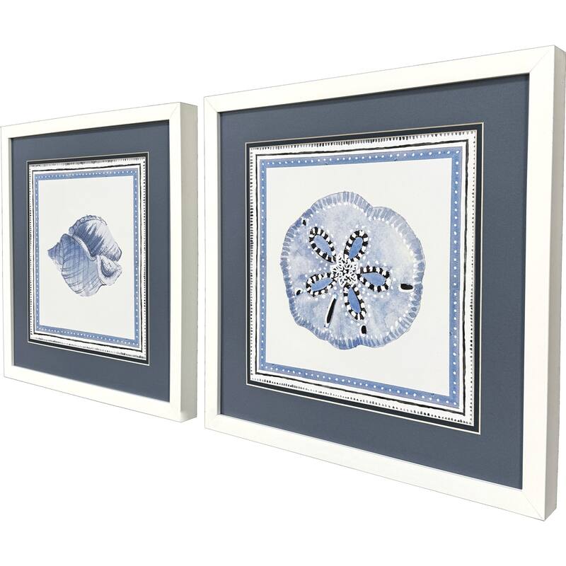 HomeRoots Set Of Two Seaside Blues I White Framed Wall Art