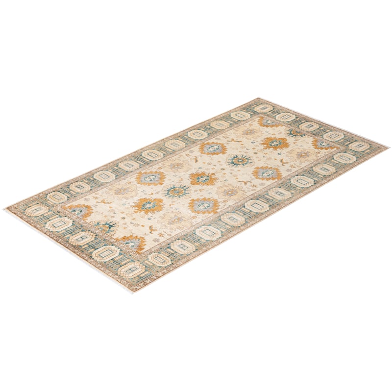 Overton Hand Knotted Wool Vintage Inspired Modern Contemporary Eclectic Ivory Area Rug - 6 x 9