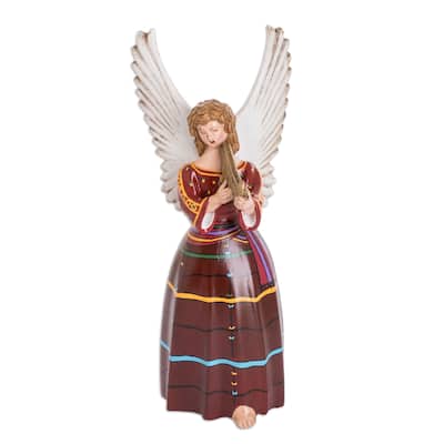 Novica Handmade Petite San Rafael Petzal Ceramic Angel Sculpture