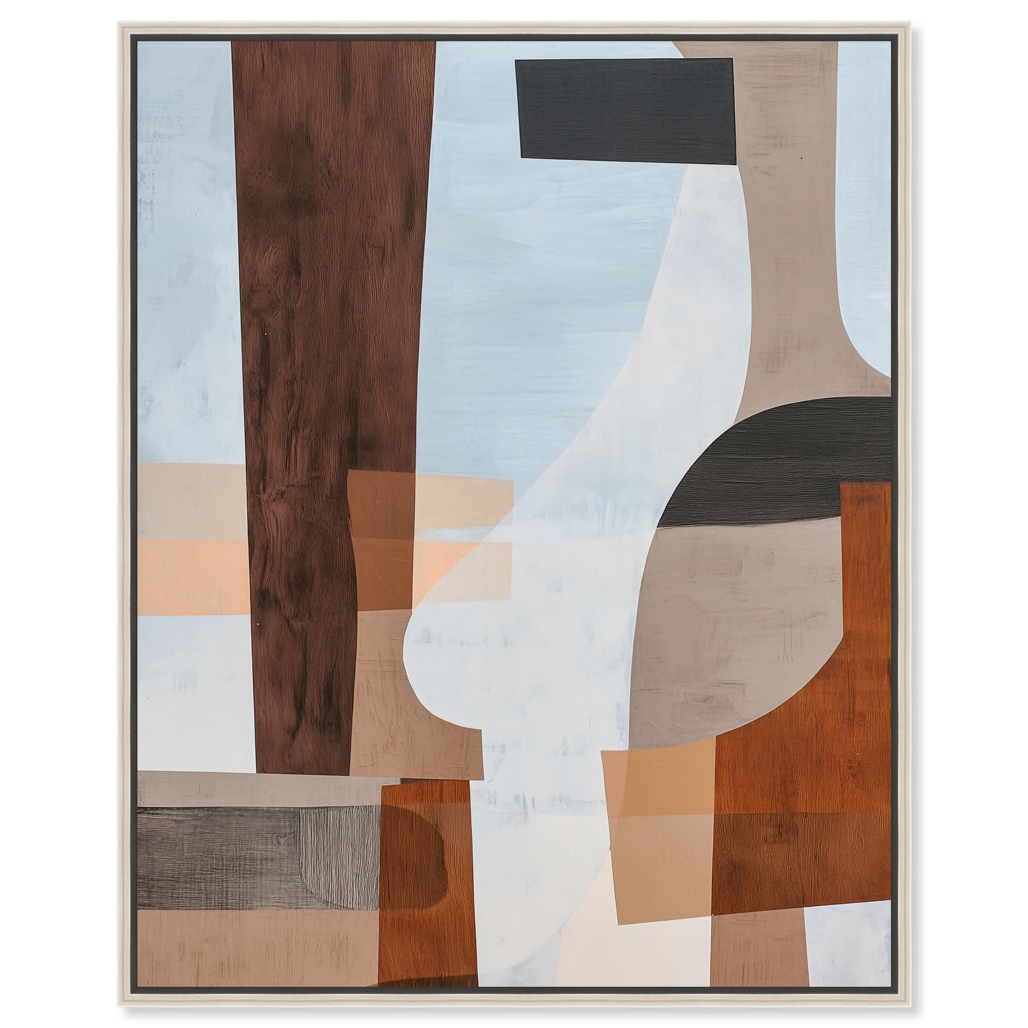 Wooden Forms III Modern Decor Framed Canvas Print by Art Remedy