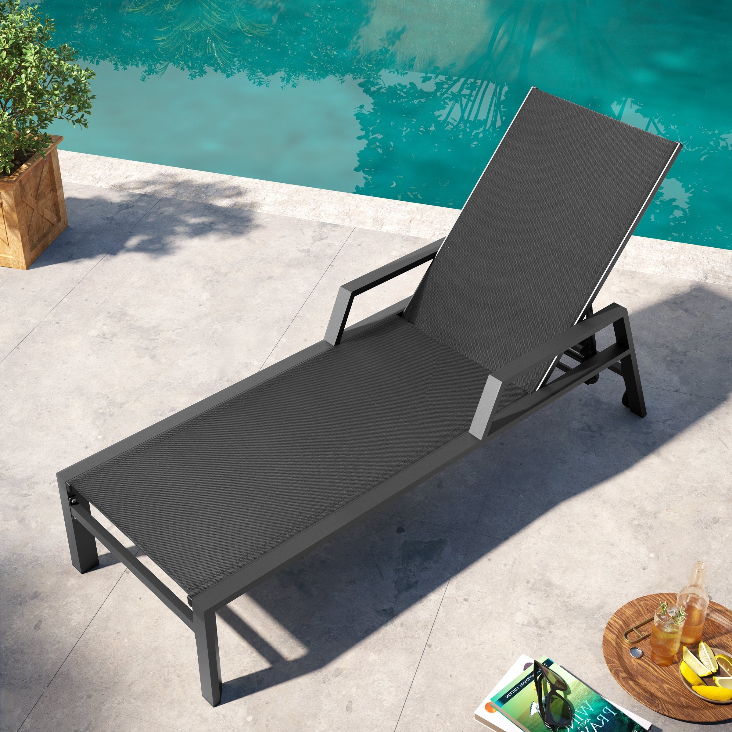 Black mesh chaise discount lounge