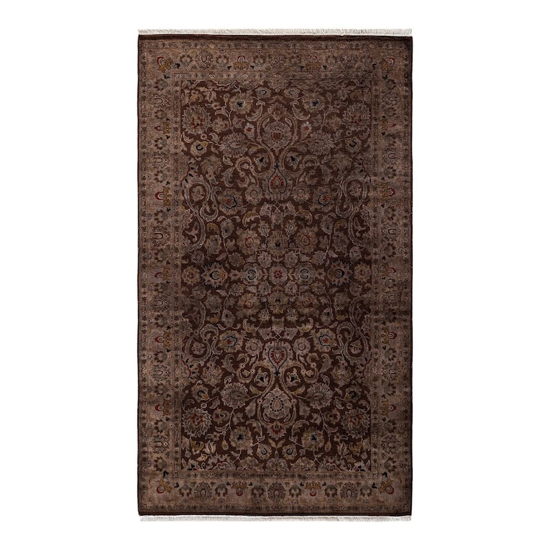 Overton Hand Knotted Wool Vintage Inspired Modern Contemporary Overdyed Brown Area Rug - 3' 2" x 5' 5"