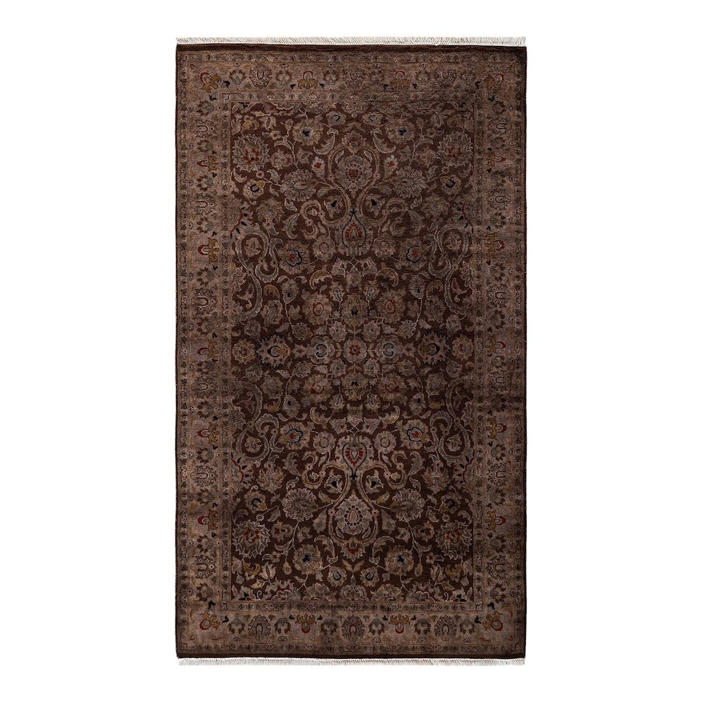 Overton Hand Knotted Wool Vintage Inspired Modern Contemporary Overdyed Brown Area Rug - 3' 2" x 5' 5"