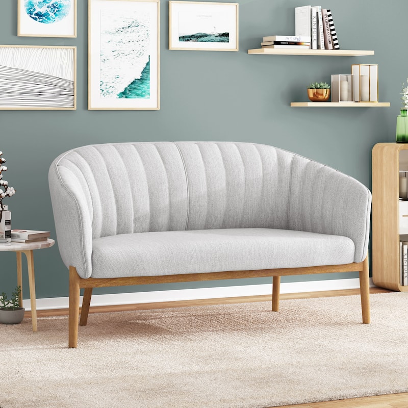 Galena Mid-century Modern Glam Loveseat by Christopher Knight Home - Misty Gray+Brown