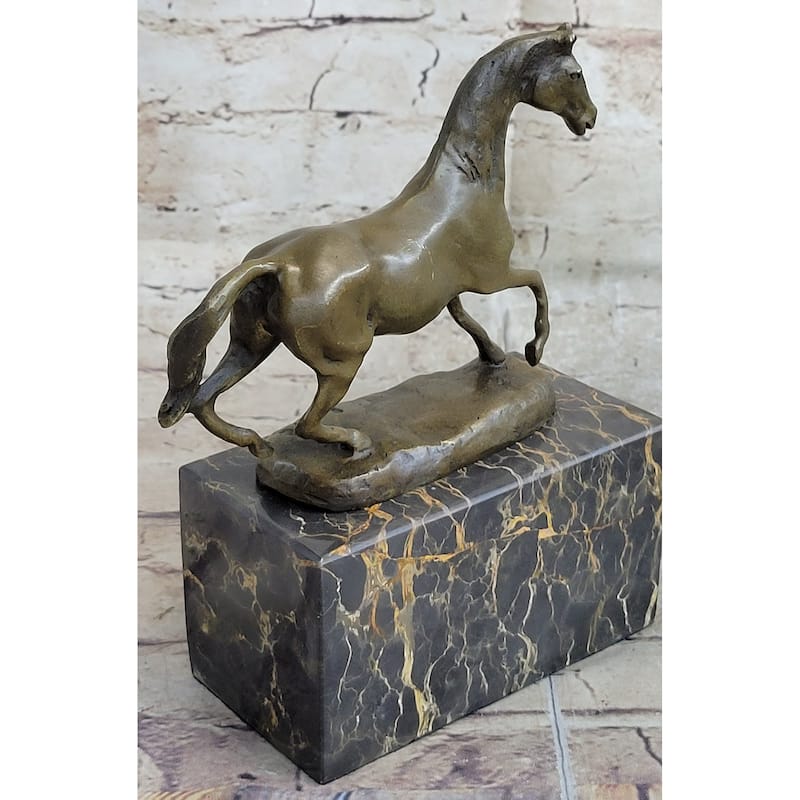 Hot Cast Bronze Galloping Imitative Horse Miniature Bronze Sculpture Statue Figure On Marble Base