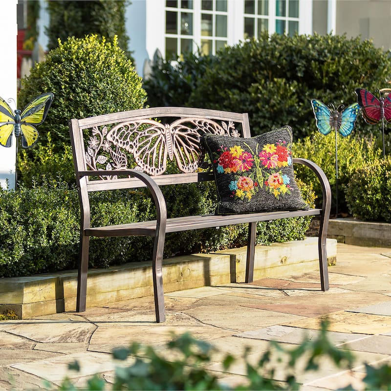 48 in. Butterfly Metal Garden Bench - 48 in