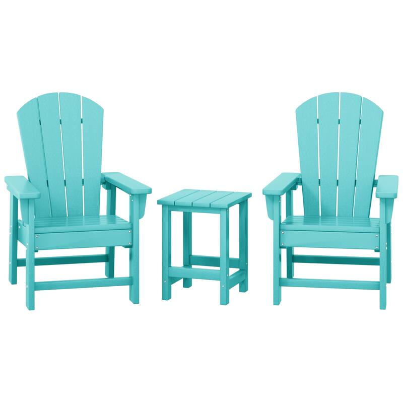 Laguna Kids Outdoor Poly Adirondack Chair With Side Table 3-Piece Set - Turquoise