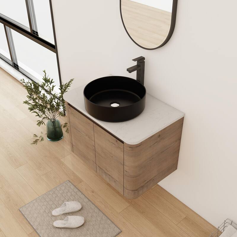 Bathroom Vanity With Sink In 24/30 Inch, Floating Bathroom Vanity With Soft Close Door