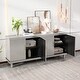 preview thumbnail 3 of 9, Large Storage Cabinet TV Cabinet with Adjustable Shelves, Champagne Sideboard Console Table with Double Storage Compartments