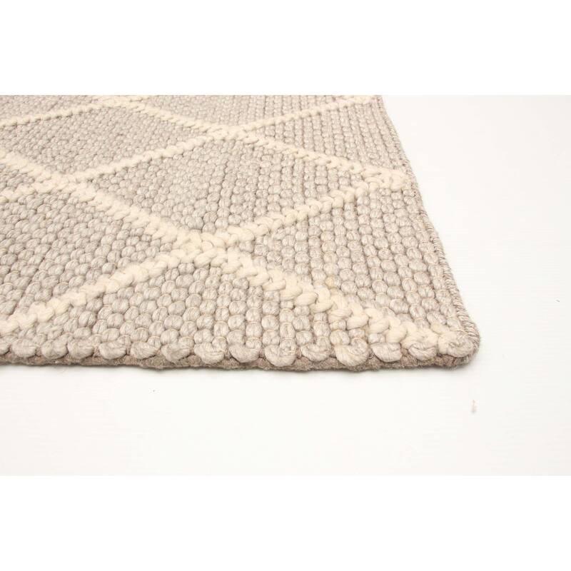 ECARPETGALLERY Braid weave Sienna Khaki Wool Rug - 5'10 x 5'10