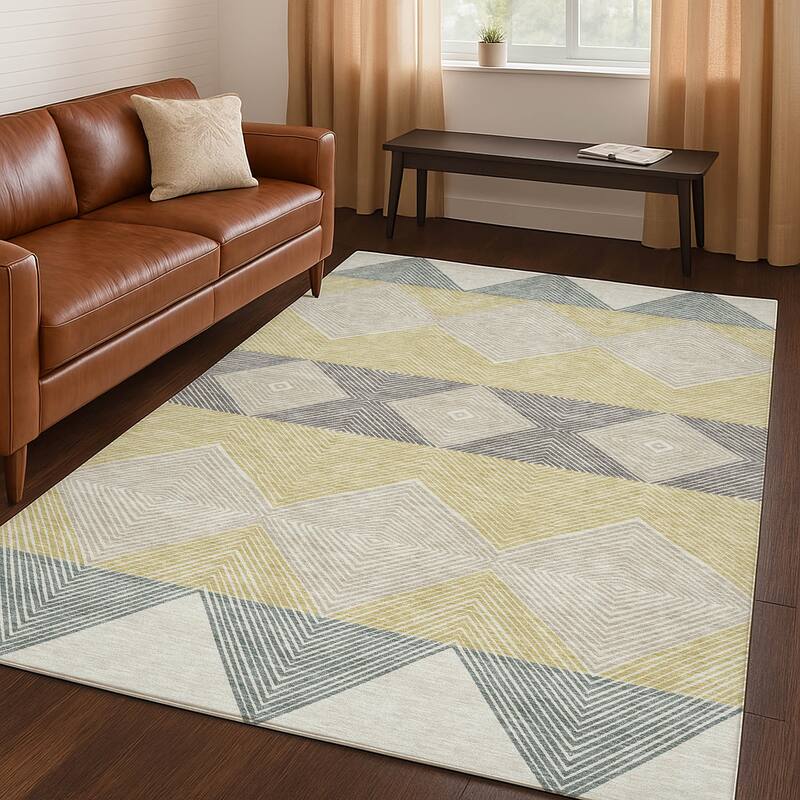 Machine Washable Indoor/ Outdoor Modern Mission Chantille Rug