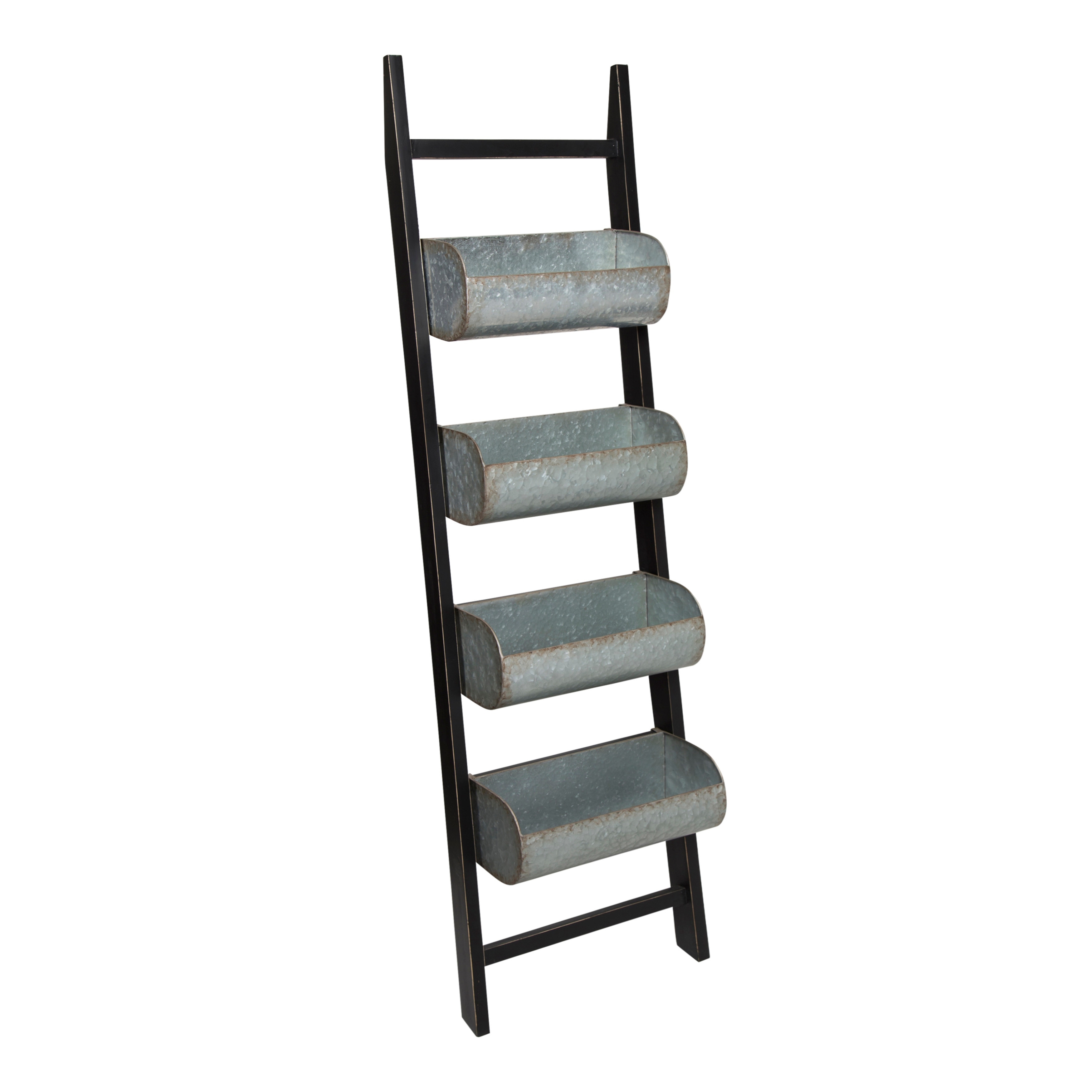 Shop Kate And Laurel Pothos Rustic Blanket Ladder With Storage Bins 17x64 Overstock 13846989