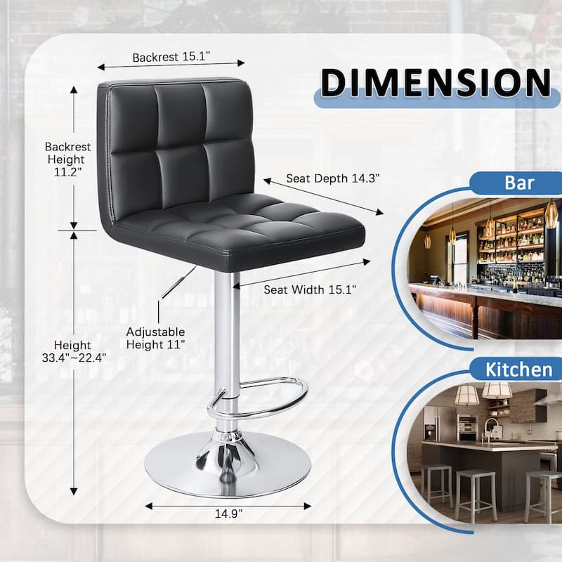 Furniwell Bar Stools with Back Sets of 4 PU Leather Kitchen Counter Square Island