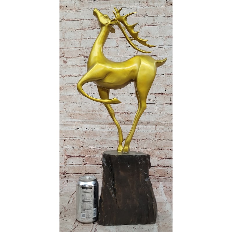 Elegant Gold Deer Sculpture – Contemporary Bronze Stag Figurine