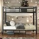 preview thumbnail 1 of 9, Black Metal Full XL over Queen Bunk Bed With Under Bed Storage Black