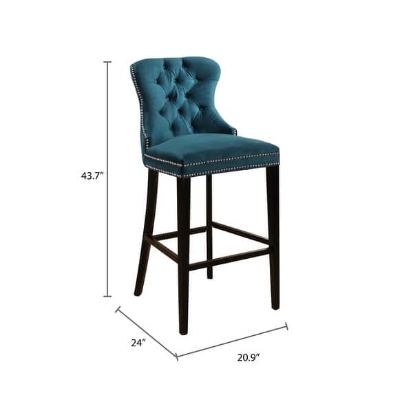 Abbyson Versailles 30inch Blue Tufted Bar Stool Bed Bath & Beyond