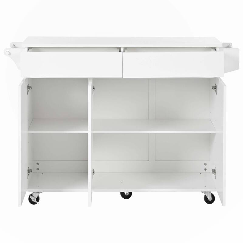 53.2'' Kitchen Island with Drop Leaf, Kitchen Storage Cart with Spice Rack, Towel Rack and 2 Drawers, Rolling Kitchen Island