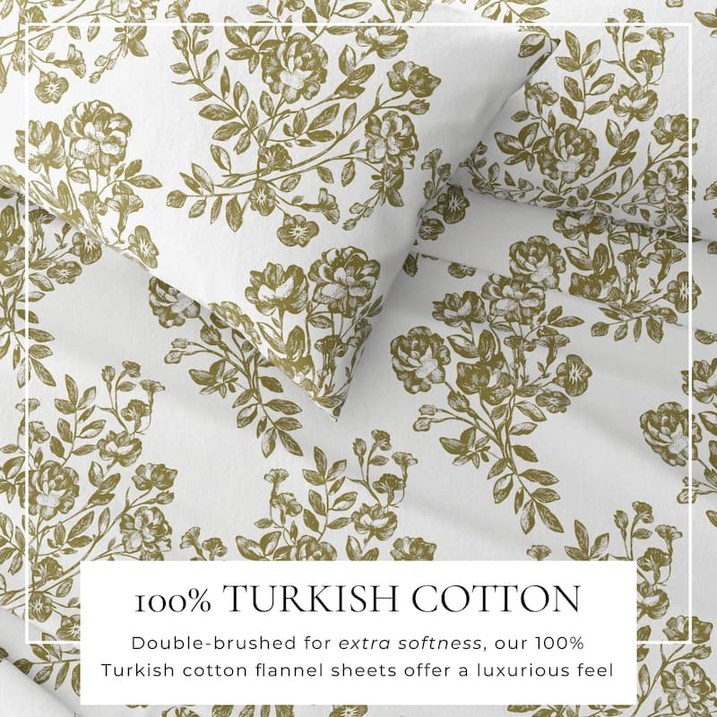 Linery & Co. Turkish Cotton Double-Brushed Printed Flannel Bed Sheet Set