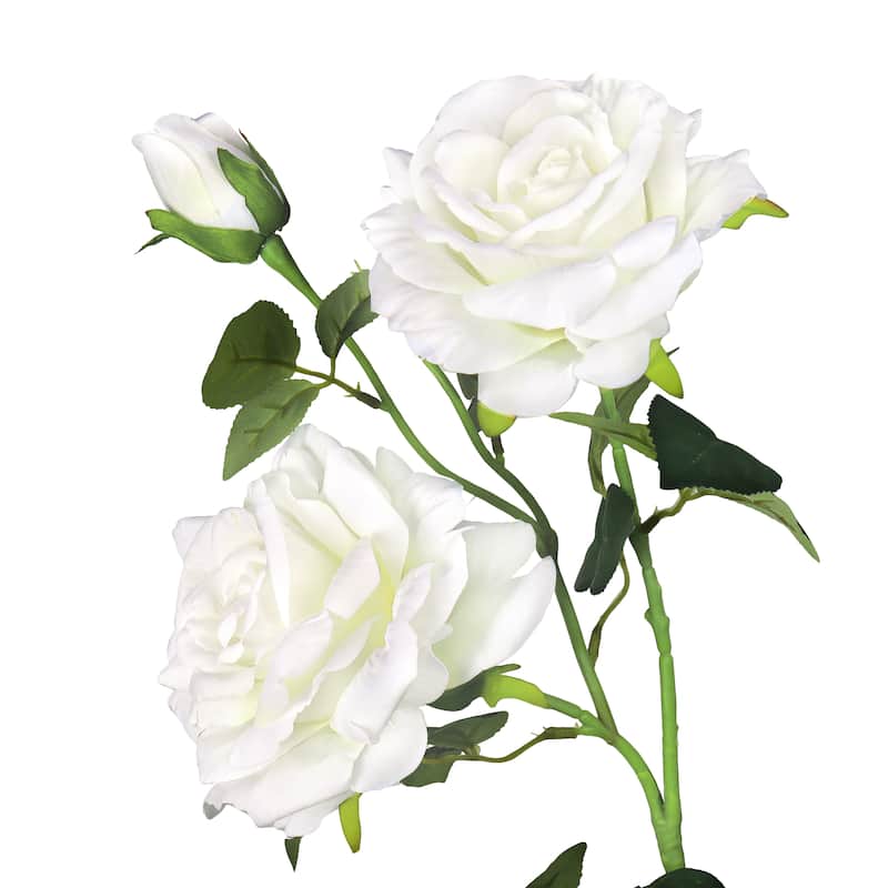 Set of 2 Cream White Artificial Velvet Elegant Rose Flower Stem Spray 32in - 32" L x 7" W x 7" DP