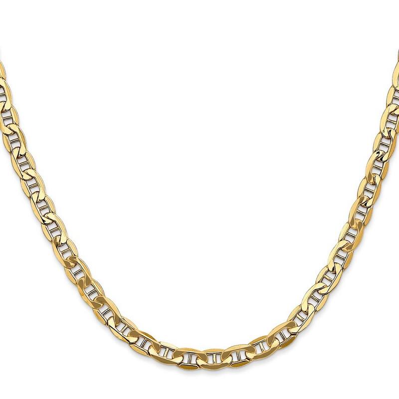Curata 10k Yellow Gold Unisex 4.75mm Semi solid Mariner Anchor Chain Bracelet Options: 7" 8" 9"