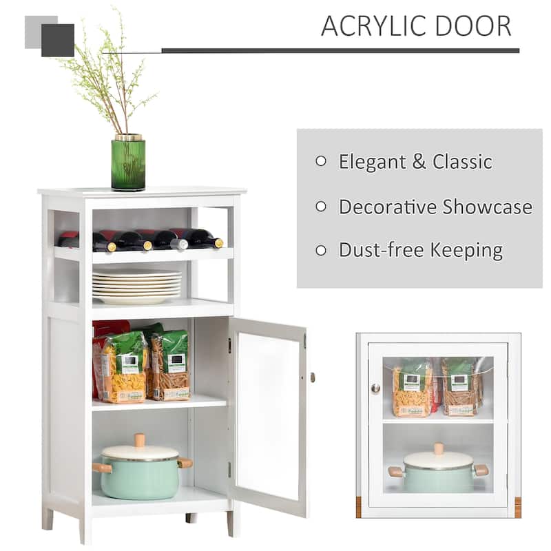HOMCOM Wine Storage Cabinet with 4 Bottle Wine Rack, Open Shelf, Acrylic Door Cabinet with Adjustable Shelf